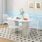 Costway Metal Dining Chair Set of 4 Armless Kitchen Hollowed Backrest & Metal Legs Blue/White